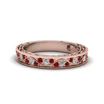 Load image into Gallery viewer, vintage-looking-pave-diamond-wedding-ring-for-women-with-ruby-in-14K-rose-gold-FDENS3543BGRUDR-NL-RG