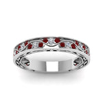 Load image into Gallery viewer, vintage-looking-pave-diamond-wedding-ring-for-women-with-ruby-in-white-gold-FDENS3543BGRUDRANGLE5-NL-WG
