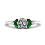Load image into Gallery viewer, vintage-marquise-and-round-engagement-semi-mount-with-emerald-in-white-gold-FDENR635SMRGEMGR-NL-WG