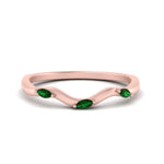 Load image into Gallery viewer, wave-design-marquise-diamond-women-wedding-band-with-emerald-in-rose-gold-FD8300BGEMGR-NL-RG