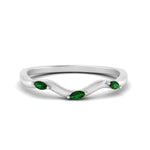 Load image into Gallery viewer, wave-design-marquise-diamond-women-wedding-band-with-emerald-in-white-gold-FD8300BGEMGR-NL-WG