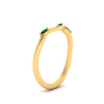 Load image into Gallery viewer, wave-design-marquise-diamond-women-wedding-band-with-emerald-in-yellow-gold-FD8300BGEMGR-NL-YG