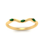 Load image into Gallery viewer, wave-design-marquise-diamond-women-wedding-band-with-emerald-in-yellow-gold-FD8300BGEMGR-NL-YG