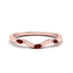 Load image into Gallery viewer, wave-design-marquise-diamond-women-wedding-band-with-ruby-in-rose-gold-FD8300BGRUDR-NL-RG