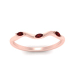 Load image into Gallery viewer, wave-design-marquise-diamond-women-wedding-band-with-ruby-in-rose-gold-FD8300BGRUDR-NL-RG