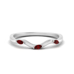 Load image into Gallery viewer, wave-design-marquise-diamond-women-wedding-band-with-ruby-in-white-gold-FD8300BGRUDR-NL-WG