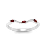 Load image into Gallery viewer, wave-design-marquise-diamond-women-wedding-band-with-ruby-in-white-gold-FD8300BGRUDR-NL-WG