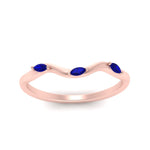 Load image into Gallery viewer, wave-design-marquise-diamond-women-wedding-band-with-sapphire-in-rose-gold-FD8300BGSABL-NL-RG