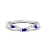 Load image into Gallery viewer, wave-design-marquise-diamond-women-wedding-band-with-sapphire-in-white-gold-FD8300BGSABL-NL-WG