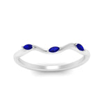 Load image into Gallery viewer, wave-design-marquise-diamond-women-wedding-band-with-sapphire-in-white-gold-FD8300BGSABL-NL-WG