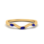 Load image into Gallery viewer, wave-design-marquise-diamond-women-wedding-band-with-sapphire-in-yellow-gold-FD8300BGSABL-NL-YG