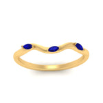 Load image into Gallery viewer, wave-design-marquise-diamond-women-wedding-band-with-sapphire-in-yellow-gold-FD8300BGSABL-NL-YG