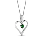Load image into Gallery viewer, round-green-emerald-solitare-heart-pendant-in-prong-set-FDPD60961GEMGR-NL-WG