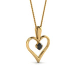 Load image into Gallery viewer, round-black-diamond-solitare-heart-pendant-in-prong-set-FDPD60961GBLACK-NL-YG