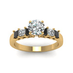 Load image into Gallery viewer, yellow-gold-round-white-diamond-engagement-wedding-ring-with-black-diamond-in-prong-set-FDENS1027RORGBLACKANGLE5-NL-YG_54388fac-cd5e-4e9d-a6a0-c82a26a58ec5