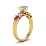 Load image into Gallery viewer, yellow-gold-round-white-diamond-engagement-wedding-ring-with-dark-pink-sapphire-in-prong-set-FDENS1027RORGSADRPIANGLE2-NL-YG_e469ea23-1029-497e-87b2-f5426982f403