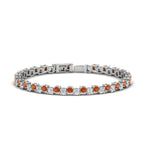 Load image into Gallery viewer, zig-zag-tennis-orange-sapphire-bracelet-in-white-gold-FDBRC10410GSAOR-NL-WG