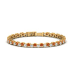 Load image into Gallery viewer, zig-zag-tennis-orange-sapphire-bracelet-in-yellow-gold-FDBRC10410GSAOR-NL-YG