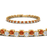 Load image into Gallery viewer, zig-zag-tennis-orange-sapphire-bracelet-in-yellow-gold-FDBRC10410GSAORANGLE2-NL-YG