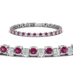 Load image into Gallery viewer, zig-zag-tennis-pink-sapphire-bracelet-in-white-gold-FDBRC10410GSADRPIANGLE2-NL-WG