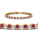 Load image into Gallery viewer, zig-zag-tennis-pink-sapphire-bracelet-in-yellow-gold-FDBRC10410GSADRPIANGLE2-NL-YG