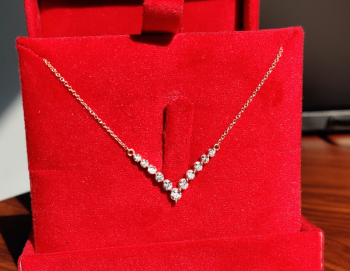 Round Graduated V-Necklace in 14k Yellow Gold
