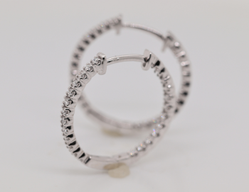 0.50 Ct U Prong Diamond Hoop Earring In 14K White Gold