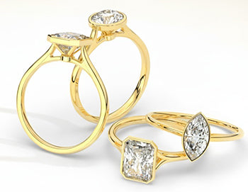 yellow gold bezel set rings