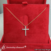 Yellow Gold Diamond Cross Necklaces