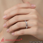 Load image into Gallery viewer, 0-25-carat-lab-diamond-bezel-bead-wedding-band-with-ruby-in-14k-white-gold-fdewb10328ro-0-25-ct-7
