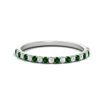 Load image into Gallery viewer, 0.15-ct-delicate-u-prong-stack-emerald-band-in-white-gold-FD8370GEMGR-0.15CT-NL-WG.jpg
