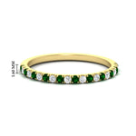 Load image into Gallery viewer, 0.15-ct-delicate-u-prong-stack-emerald-band-in-yellow-gold-FD8370GEMGR-0.15CT-NL-YG-HW.jpg
