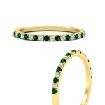 Load image into Gallery viewer, 0.15-ct-delicate-u-prong-stack-emerald-band-in-yellow-gold-FD8370GEMGRANGLE3-0.15CT-NL-YG.jpg
