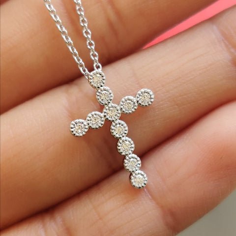Milgrain Bezel Diamond Cross Pendant