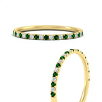Load image into Gallery viewer, 0.20-ct-delicate-womens-custom-emerald-wedding-band-in-yellow-gold-FD8370GEMGRANGLE3-0.20CT-NL-YG.jpg
