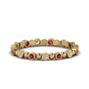 Load image into Gallery viewer, 0.25-carat-diamond-bezel-bead-wedding-band-with-pink-sapphire-in-yellow-gold-FDEWB123630RO(1.50MM)GSADRPI-NL-YG.jpg