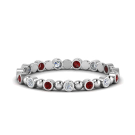 0.25 Carat Diamond Bezel Bead Wedding Band