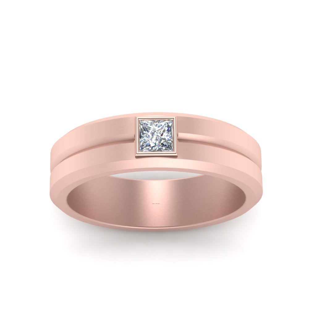 Mens Princess Cut Solitaire Wedding Ring