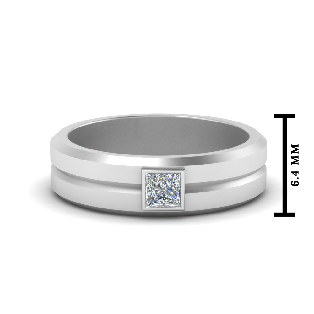 Mens Princess Cut Solitaire Wedding Ring