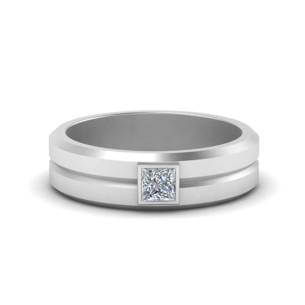 Mens Princess Cut Solitaire Wedding Ring