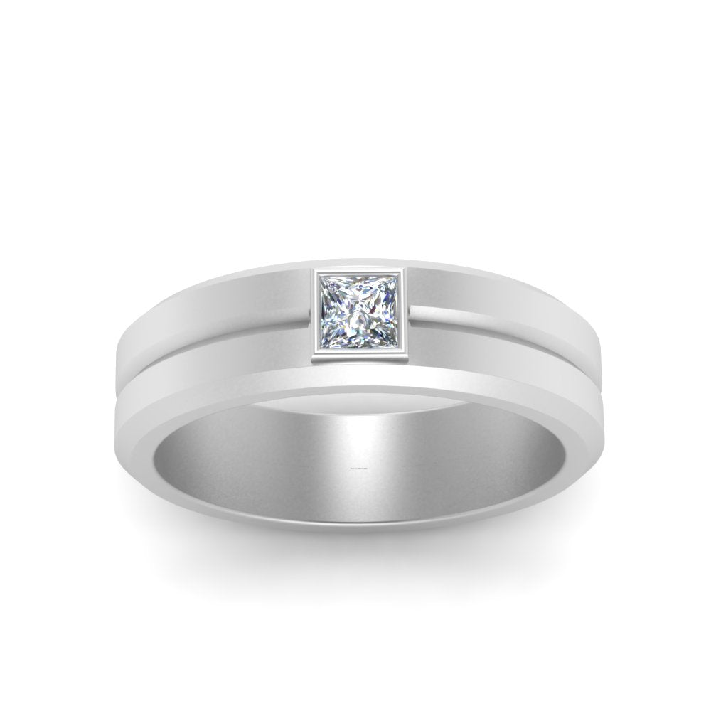 Mens Princess Cut Solitaire Wedding Ring