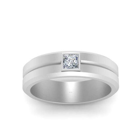 Mens Princess Cut Solitaire Wedding Ring
