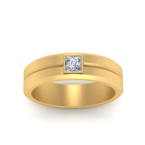 Mens Princess Cut Solitaire Wedding Ring