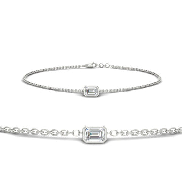 0.25 Ct. Bezel Set Emerald Cut Chain Bracelet