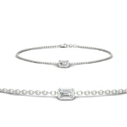 0.25 Ct. Bezel Set Emerald Chain Bracelet