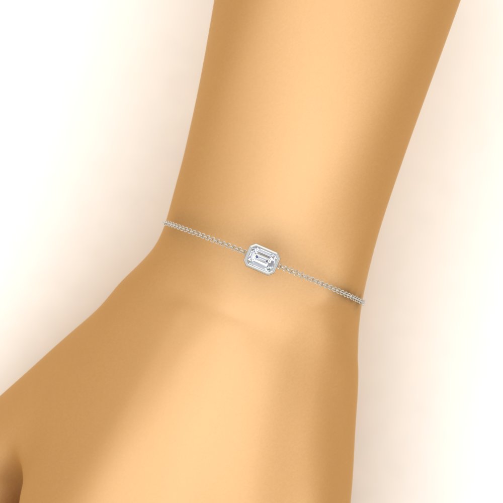0.25 Ct. Bezel Set Emerald Chain Bracelet