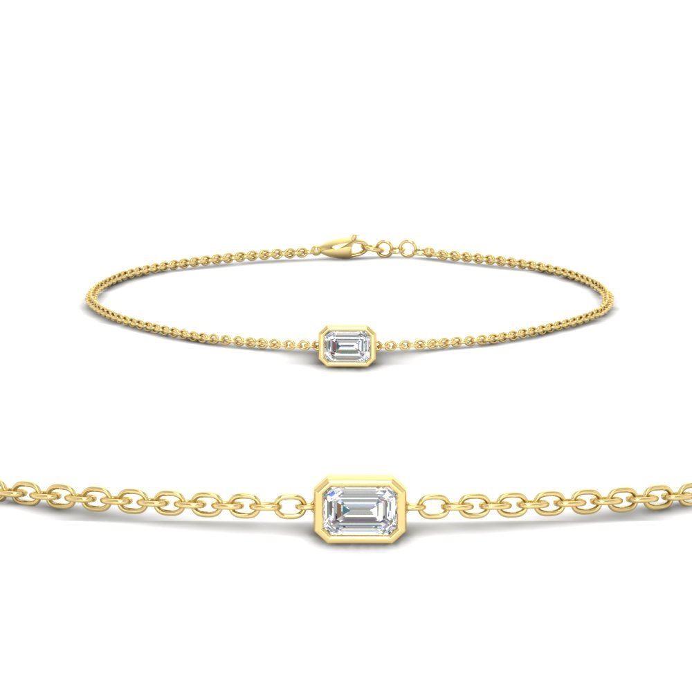 0.25 Ct. Bezel Set Emerald Chain Bracelet