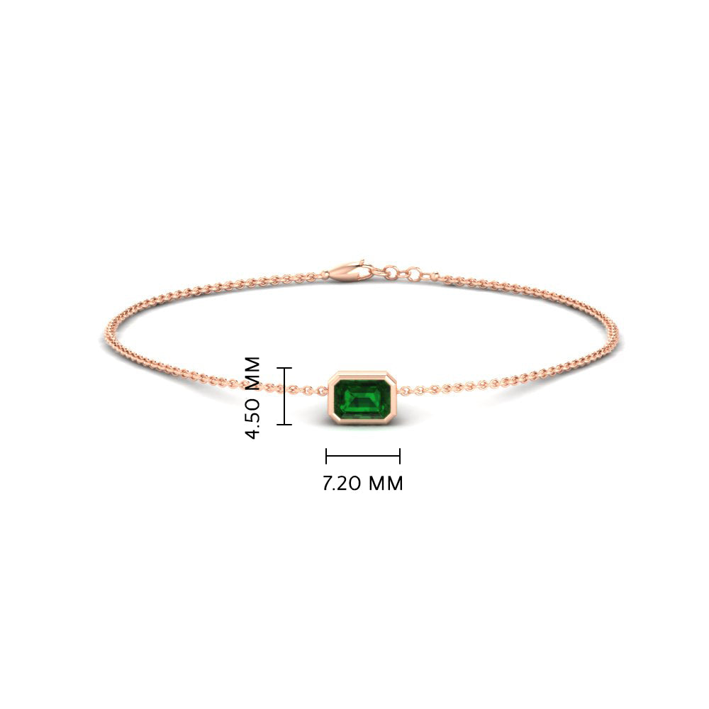0.25 Ct. Bezel Set Emerald Chain Bracelet