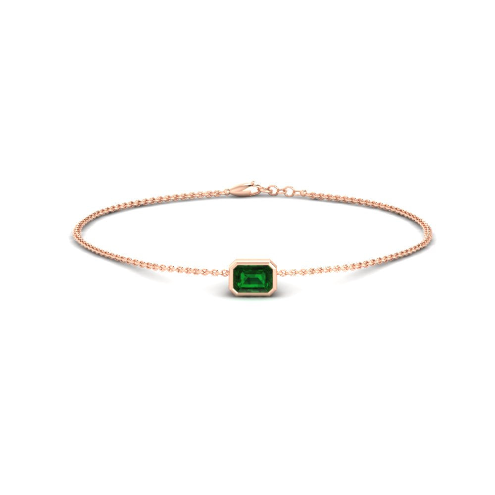0.25 Ct. Bezel Set Emerald Chain Bracelet