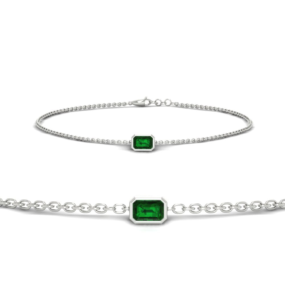 0.25 Ct. Bezel Set Emerald Chain Bracelet